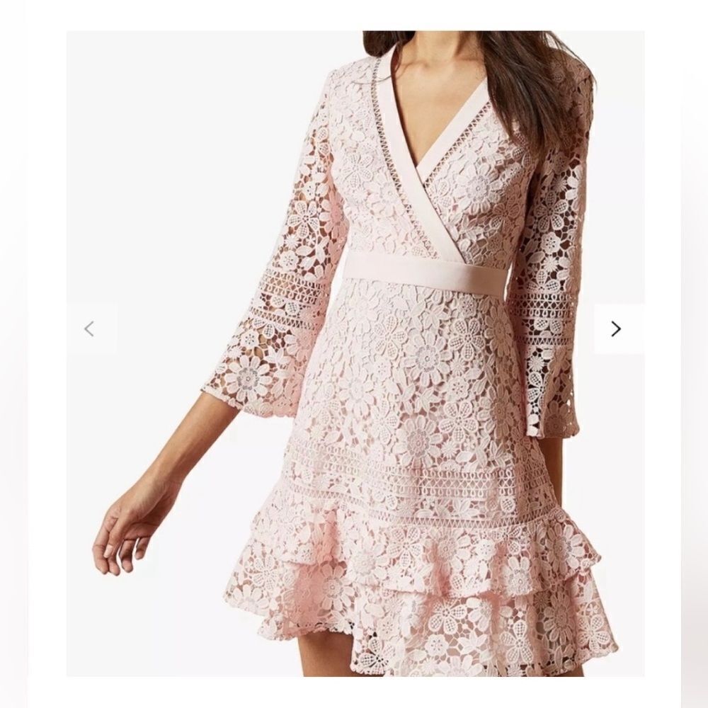 Ted Baker London Ted Baker Surplice V Neck Nello Mini Lace Dress